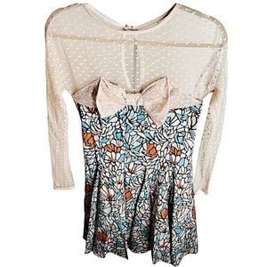 Eva by Eva Franco Swiss Dot Floral Dress Size 6 Nwot